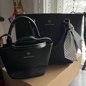 Nanette Lepore Black Tote with Polka Dot Scarf